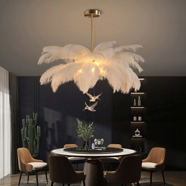 Feder Weiß Pendelleuchte Skandinavisch Schlafzimmer G9