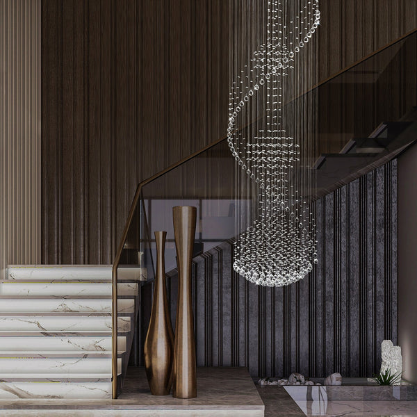Spiral Zylinder Tropfenform Chrom Kronleuchter Kristall LED