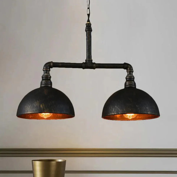 Pendelleuchte 2 Flammig Vintage Industrie Schwarz Metall
