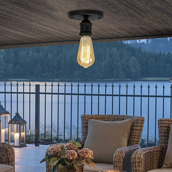 Deckenlampe Glühbirne Retro Schwarz Industrial Flur E27
