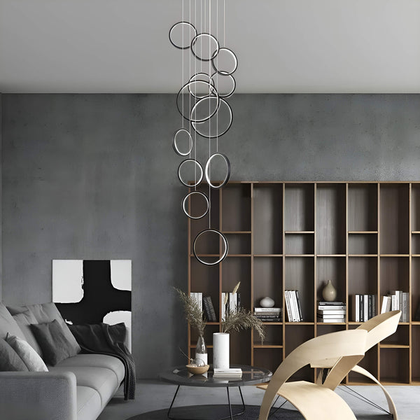 Mehrring Höhenverstellbare 12 Flammig Minimalistisch Kronleuchter Schwarz