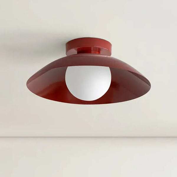 Emaille Deckenlampe Rot Vintage Dimmbar Schlafzimmer G9