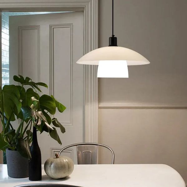 Pendelleuchte Esszimmer Skandinavisch Beige Glas E27 1 Flammig