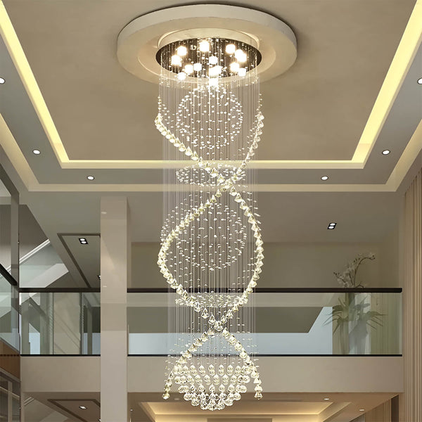 Doppel Spiral 3 Kugel Kronleuchter Treppenhaus Kristall