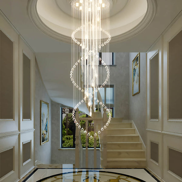 Spirale Wasserfall Luxus Kristall LED Kronleuchter Treppenhaus