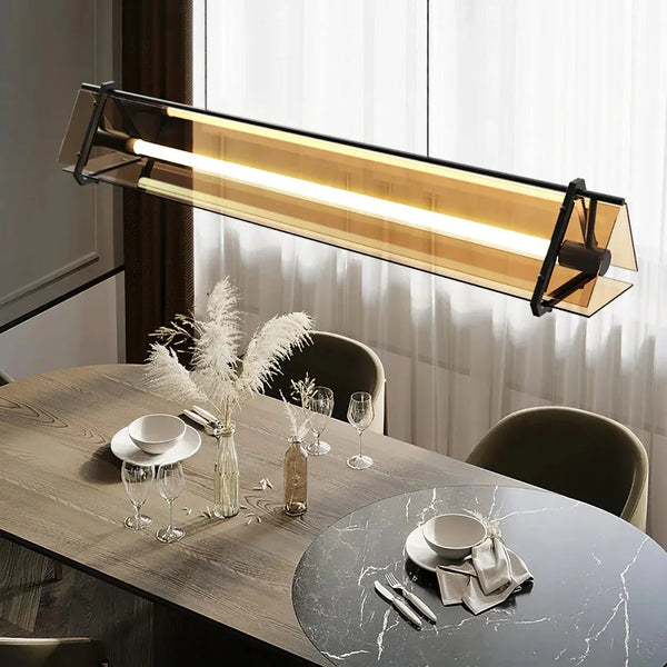 Geometrische Bernstein Glas Industrie LED Pendelleuchte Esstisch