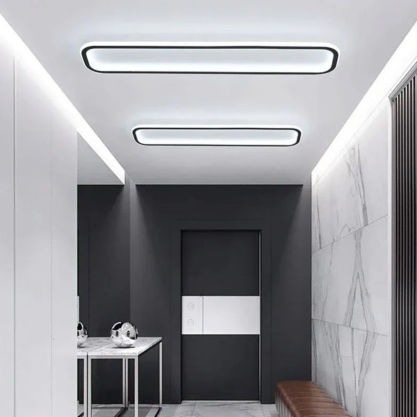 LED Deckenleuchte Rechteckig Flach Schwarz Modern Flur
