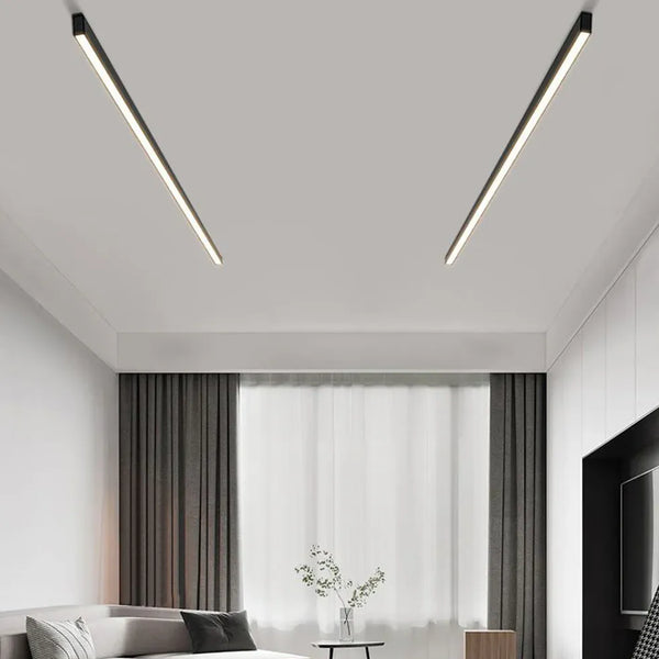Schmale Deckenleuchte Lang Schwarz Metall Wohnzimmer