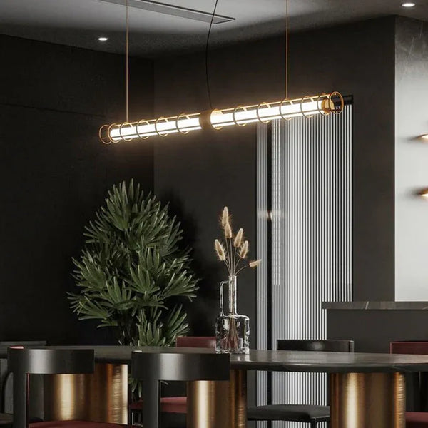Pendelleuchte Esstisch Gold Linear Edelstahl Höhenverstellbar Industrial