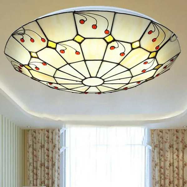 Gelbe Rund Tiffany Deckenlampe Wohnzimmer LED Ø50CM