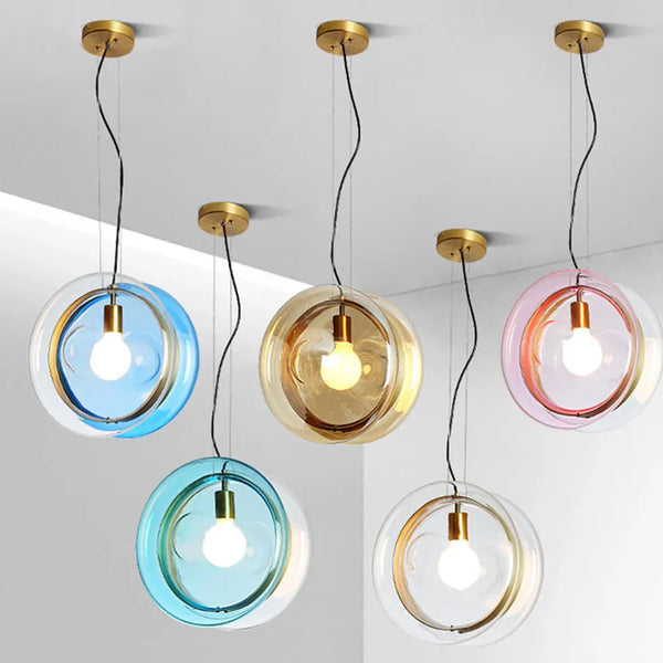 Macaron Rund Glühbirne LED Ø36CM Pendelleuchte Glas