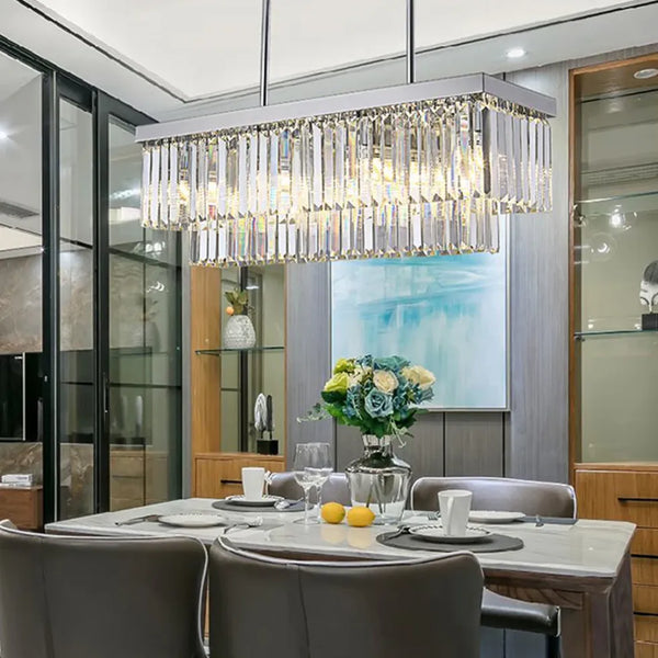 Kristall Pendelleuchte Esstisch Rechteckig Moderne Luxus E14