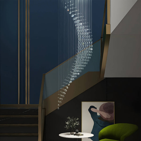 Mond Art Deco Tropfen Kronleuchter Kristall Treppenhaus