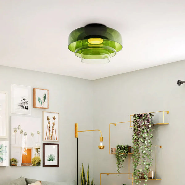 Deckenlampe Grün Glas Rund Modern Schlafzimmer