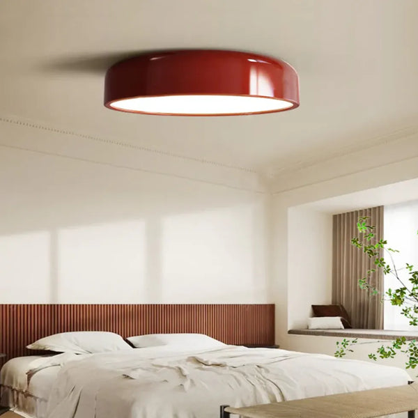 Rot Metall Rund Deckenleuchte Vintage LED Panel
