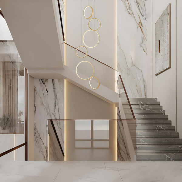 Gold Minimalistisch LED 300CM Höhe Kronleuchter Treppenhaus