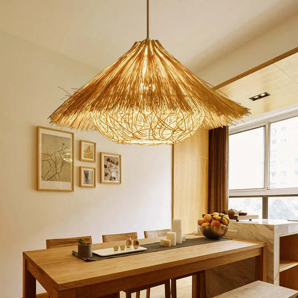 Pendelleuchte Rattan Boho Esstisch Einzeln E27