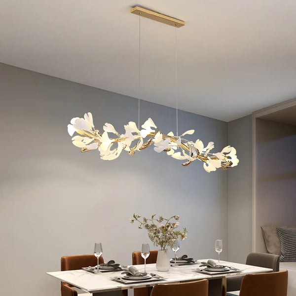Lampe Blätter Keramik Ginkgo Modern 120CM Lang Pendelleuchte