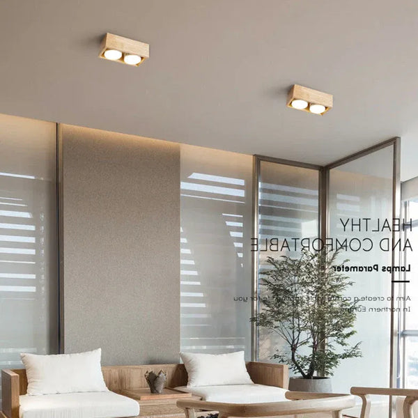Eckig Holz Mehrflammig Deckenleuchte Modern LED