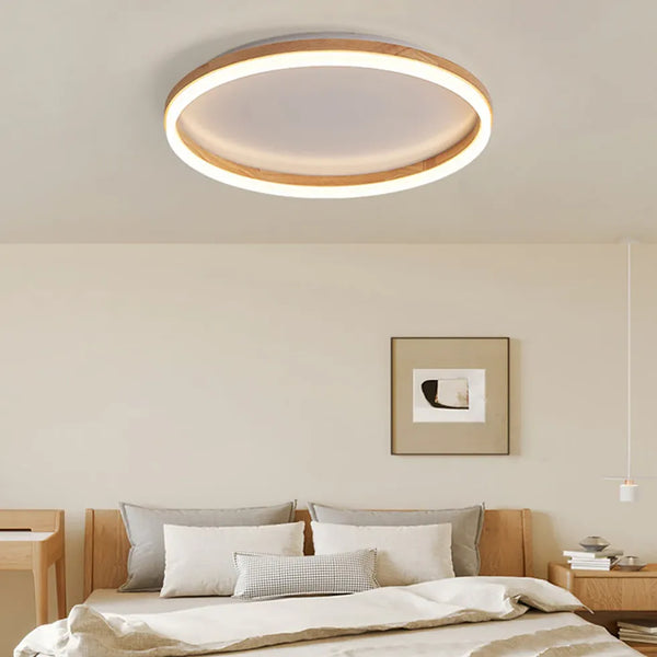 Ring Schlicht Holz Deckenleuchte Modern Schlafzimmer