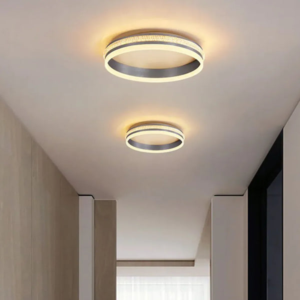 Graue Ring Deckenleuchte Dimmbar LED Wohnzimmer Modern
