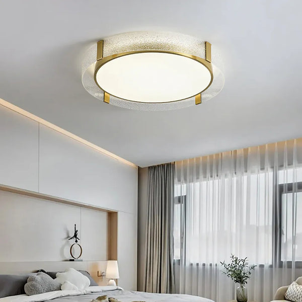 Gold Glas Rund Deckenleuchte Wohnzimmer Modern Ø40CM