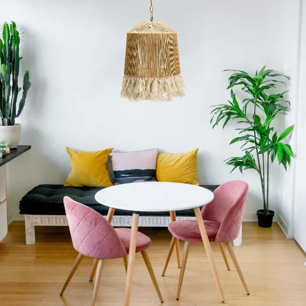 Pendelleuchte Jute Boho Natur Fransen E27
