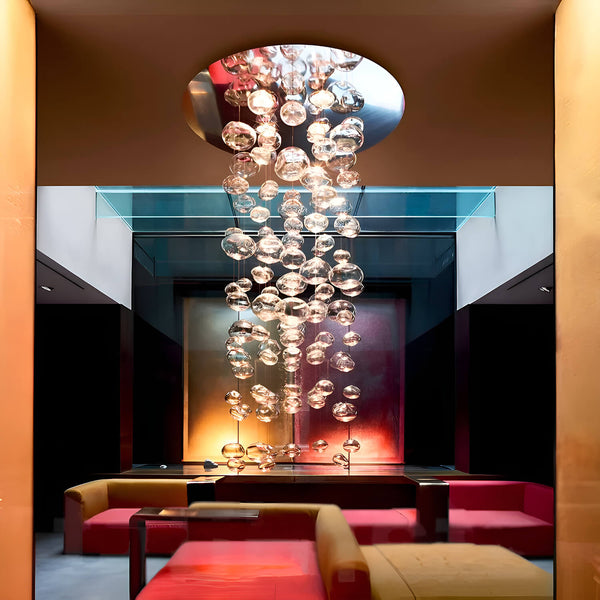 Bubble Natur Rund Mehrflammig Glas Kronleuchter LED