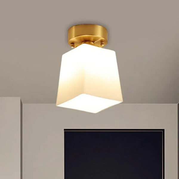 Weiß Glas Messing Deckenleuchte Modern Flur