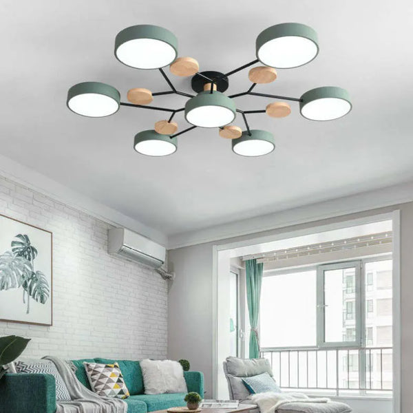 Deckenlampe Nordisch Kreise Groß Holz Dimmbar LED