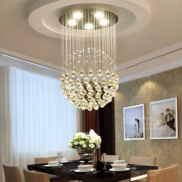 Kugel Esszimmer Chrom LED Kristall Kronleuchter Modern