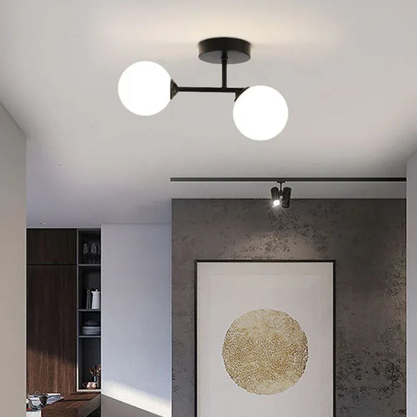 Deckenleuchte Opalglas Asymmetrische Schwarz Modern Flur
