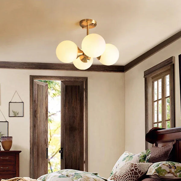 Deckenleuchte Gold Kugel Glas Schlafzimmer 4 Flammig